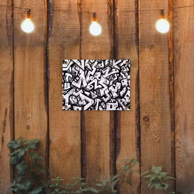 Vormen - Letters - Graffiti - Zwart tuinposter los doek klein -sfeer1