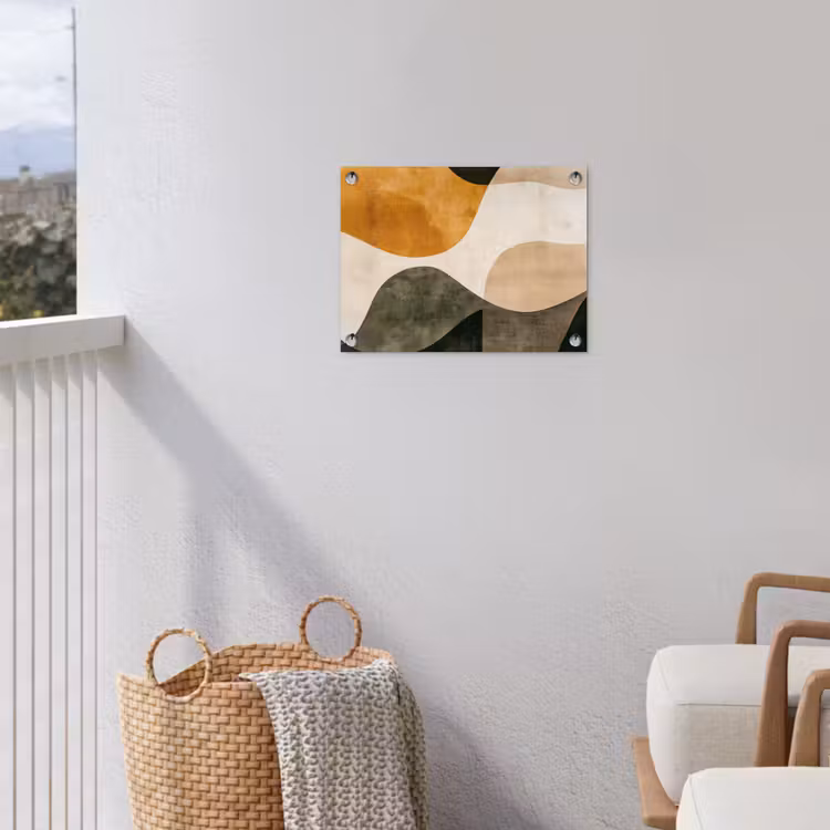 Vormen - Okergeel - Abstract tuinposter los doek klein -sfeer8