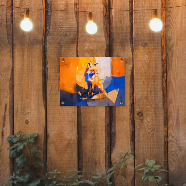 Vos - Oranje - Vormen - Abstract tuinposter los doek klein -sfeer1
