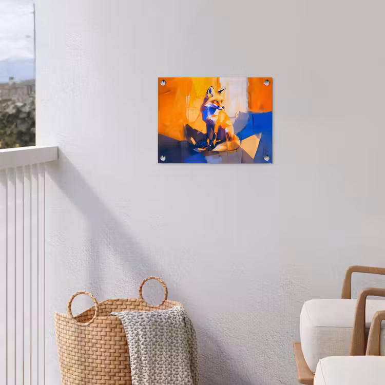 Vos - Oranje - Vormen - Abstract tuinposter los doek klein -sfeer8