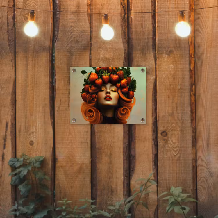 Vrouw - Aardbeien - Kroon tuinposter los doek klein -sfeer1