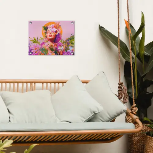 Vrouw - Abstract - Cirkel - Bloemen tuinposter los doek klein -sfeer7