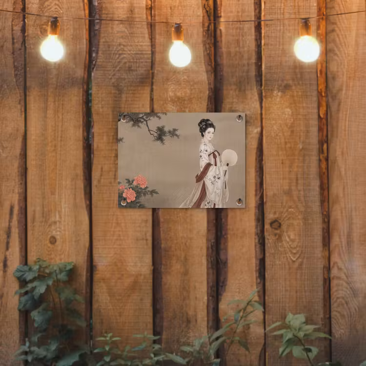 Vrouw - Azië - Kunst - Beige tuinposter los doek klein -sfeer1