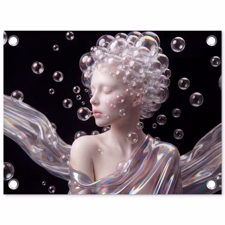 Vrouw - Bellen - Abstract - Kleurrijk tuinposter los doek klein -3d