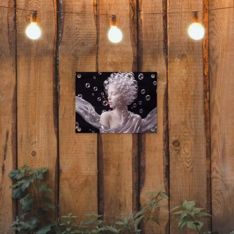 Vrouw - Bellen - Abstract - Kleurrijk tuinposter los doek klein -sfeer1