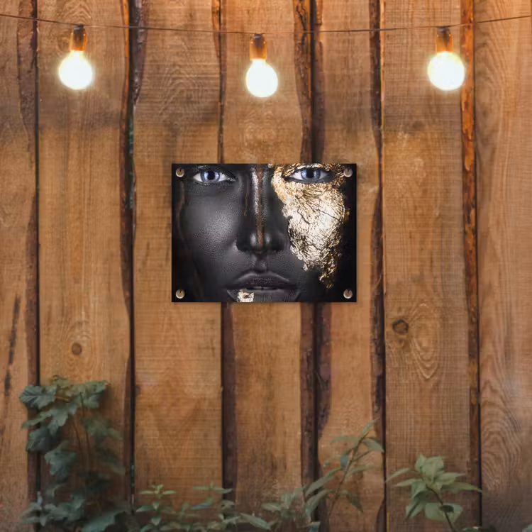 Vrouw - Bladgoud - Zwart - Goud - Luxe tuinposter los doek klein -sfeer1