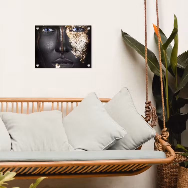 Vrouw - Bladgoud - Zwart - Goud - Luxe tuinposter los doek klein -sfeer7
