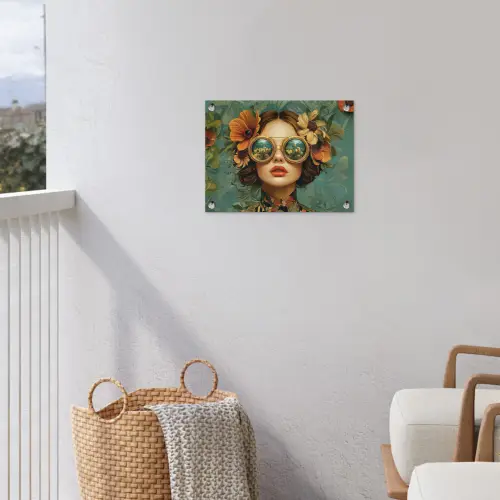 Vrouw - Bloemen - Vlinders - Natuur - Vintage tuinposter los doek klein -sfeer8