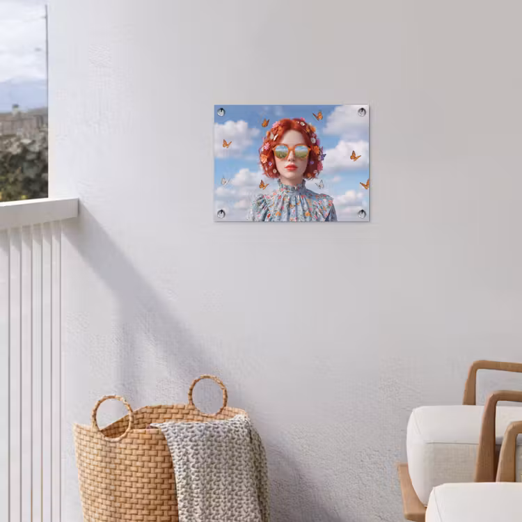 Vrouw - Bloemen - Zomer - Portret - Kleurrijk tuinposter los doek klein -sfeer8