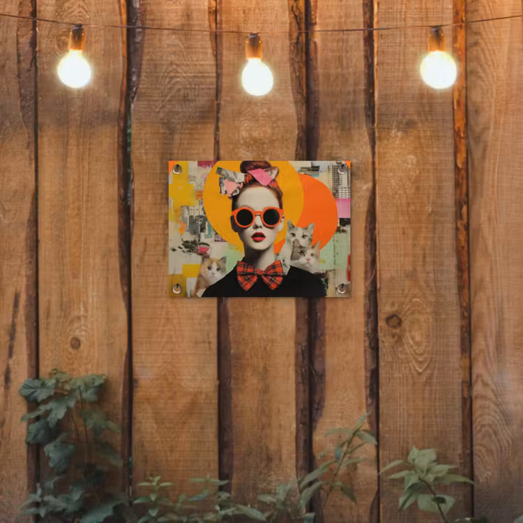 Vrouw - Bril - Strik - Retro tuinposter los doek klein -sfeer1