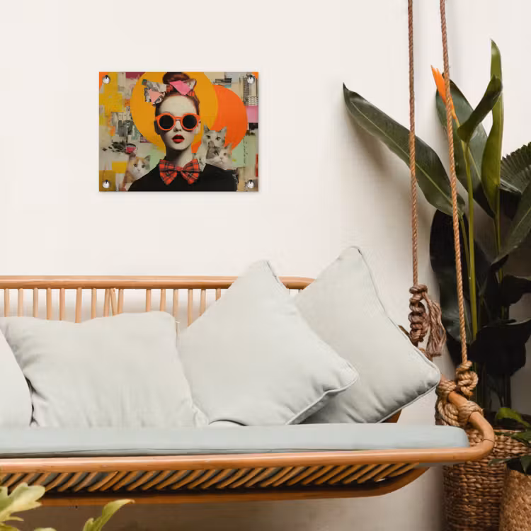 Vrouw - Bril - Strik - Retro tuinposter los doek klein -sfeer7