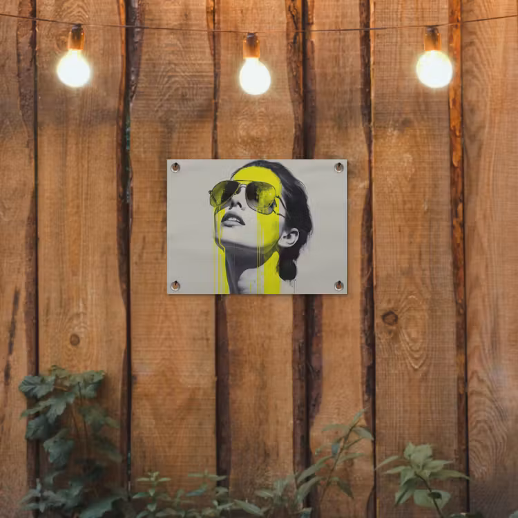 Vrouw - Bril - Verf tuinposter los doek klein -sfeer1