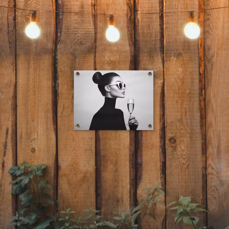 Vrouw - Champagne - Modern tuinposter los doek klein -sfeer1
