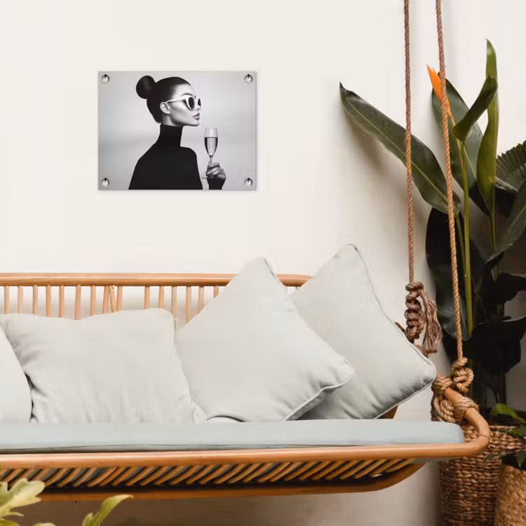Vrouw - Champagne - Modern tuinposter los doek klein -sfeer7