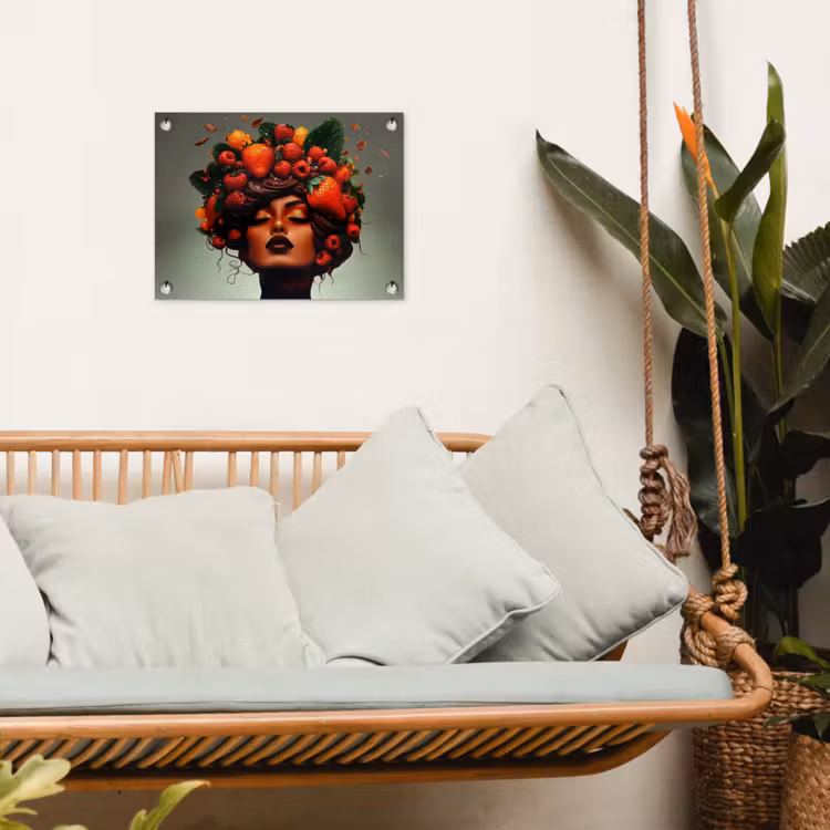 Vrouw - Chocolade - Frambozen - Aardbeien - Koekjes tuinposter los doek klein -sfeer7
