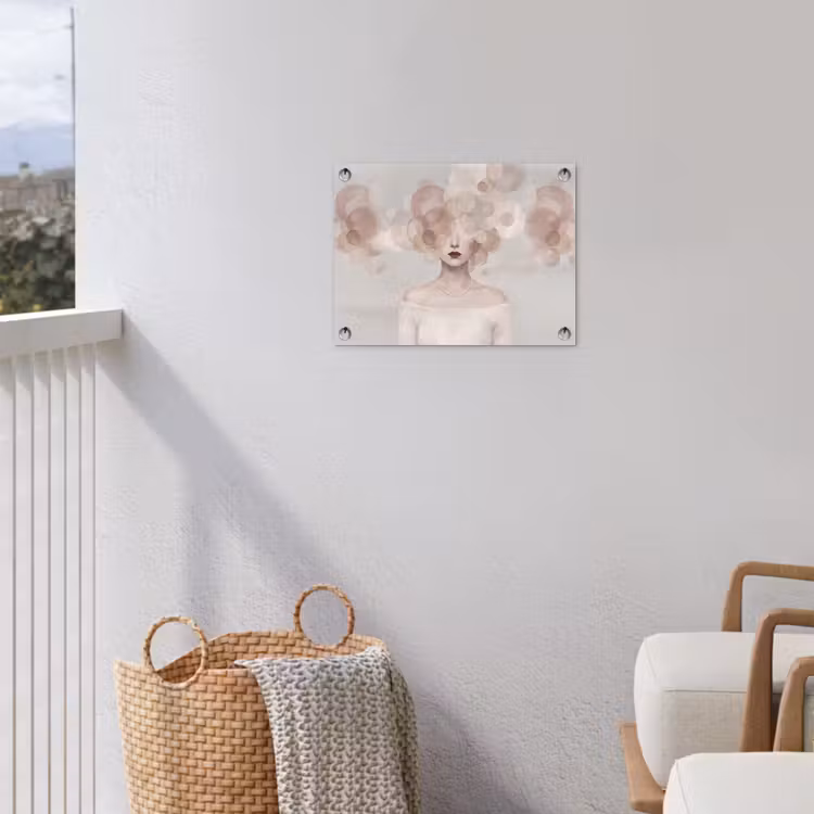 Vrouw - Cirkels - Beige tuinposter los doek klein -sfeer8