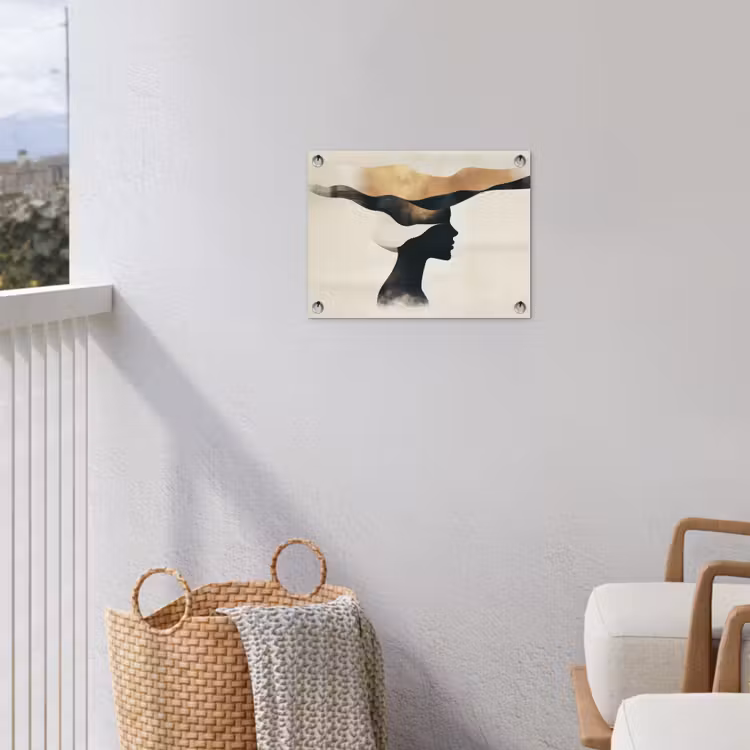 Vrouw - Golven - Zwart tuinposter los doek klein -sfeer8