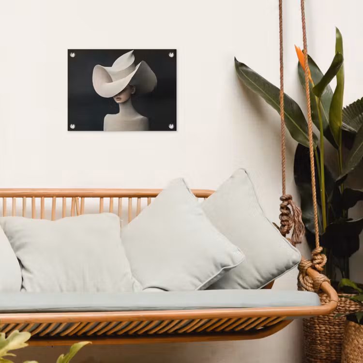 Vrouw - Golvende - Hoed tuinposter los doek klein -sfeer7