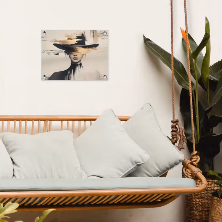Vrouw - Hoed - Verf tuinposter los doek klein -sfeer7