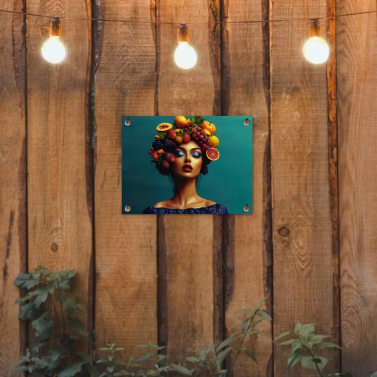 Vrouw - Hoodtooi - Tropisch - Fruit - Druiven tuinposter los doek klein -sfeer1