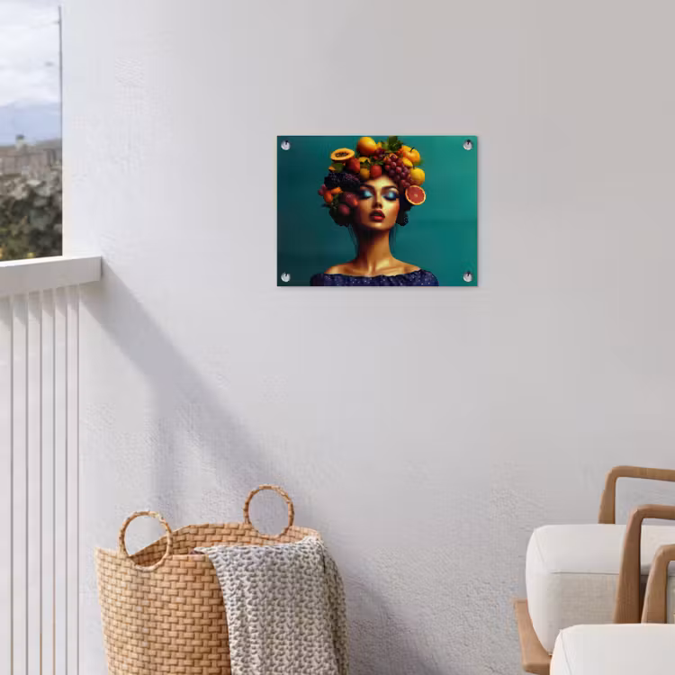 Vrouw - Hoodtooi - Tropisch - Fruit - Druiven tuinposter los doek klein -sfeer8