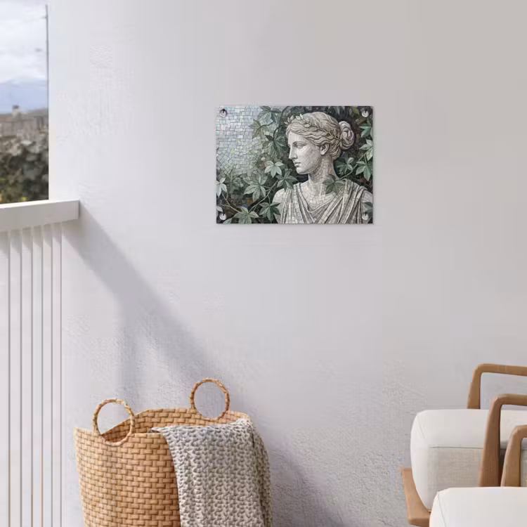 Vrouw - Klassiek - Mozaiëk - Natuur - Groen tuinposter los doek klein -sfeer8
