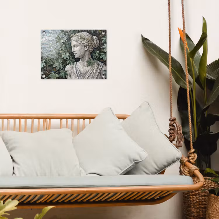 Vrouw - Klassiek - Mozaiëk - Natuur - Groen tuinposter los doek klein -sfeer7