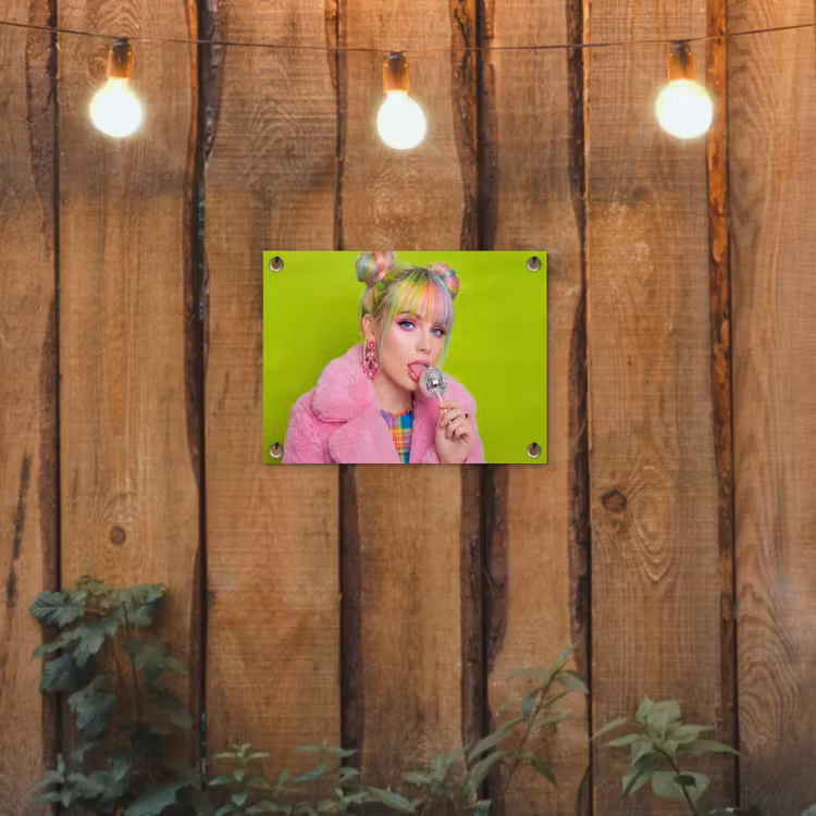 Vrouw - Kleurrijk haar - Pop art - Modern - Levendig tuinposter los doek klein -sfeer1
