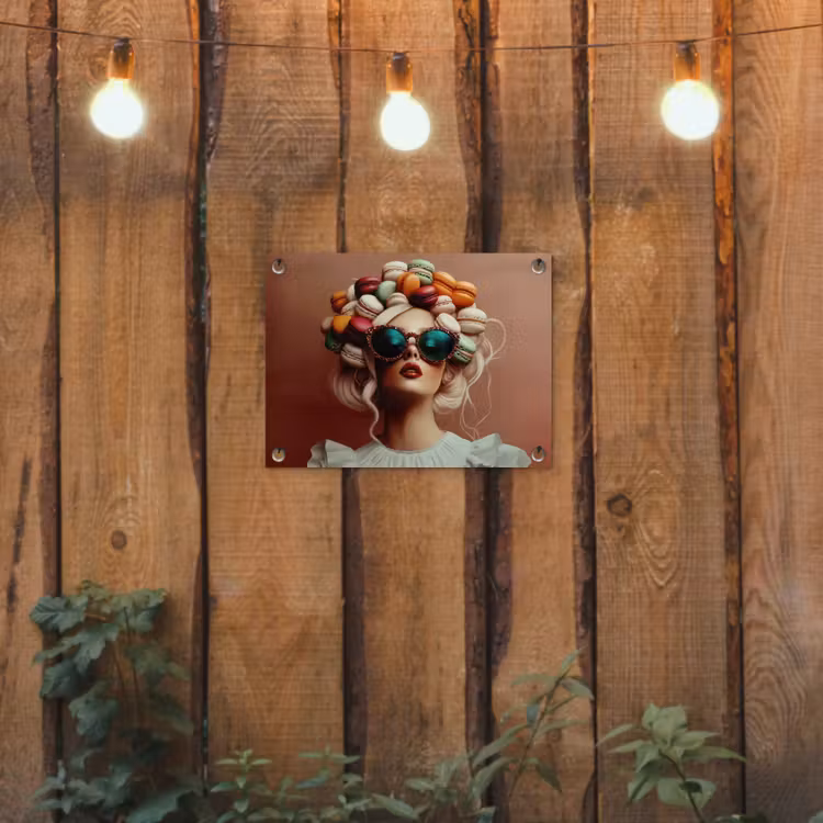 Vrouw - Macarons - Bril tuinposter los doek klein -sfeer1