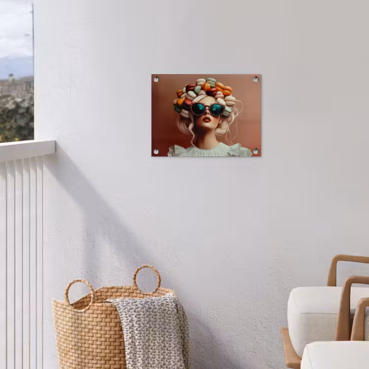 Vrouw - Macarons - Bril tuinposter los doek klein -sfeer8