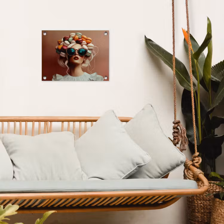 Vrouw - Macarons - Bril tuinposter los doek klein -sfeer7