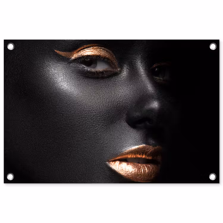 Vrouw - Make-up - Koper - Zwart tuinposter los doek klein -3d
