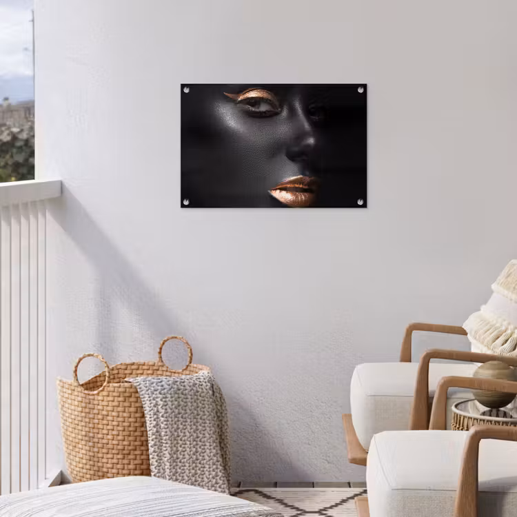 Vrouw - Make-up - Koper - Zwart tuinposter los doek klein -sfeer8