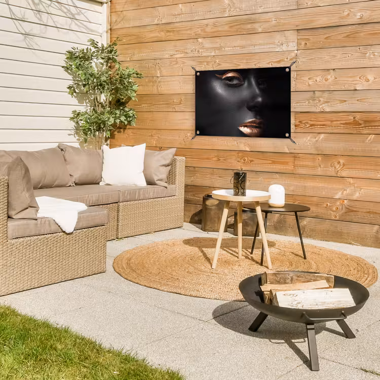 Vrouw - Make-up - Koper - Zwart tuinposter los doek klein -sfeer4