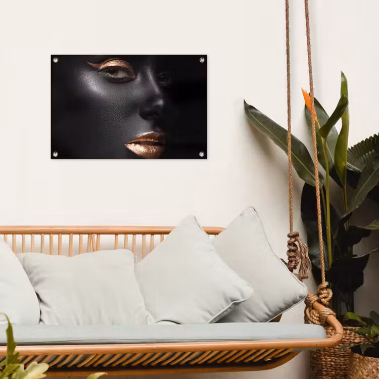 Vrouw - Make-up - Koper - Zwart tuinposter los doek klein -sfeer7
