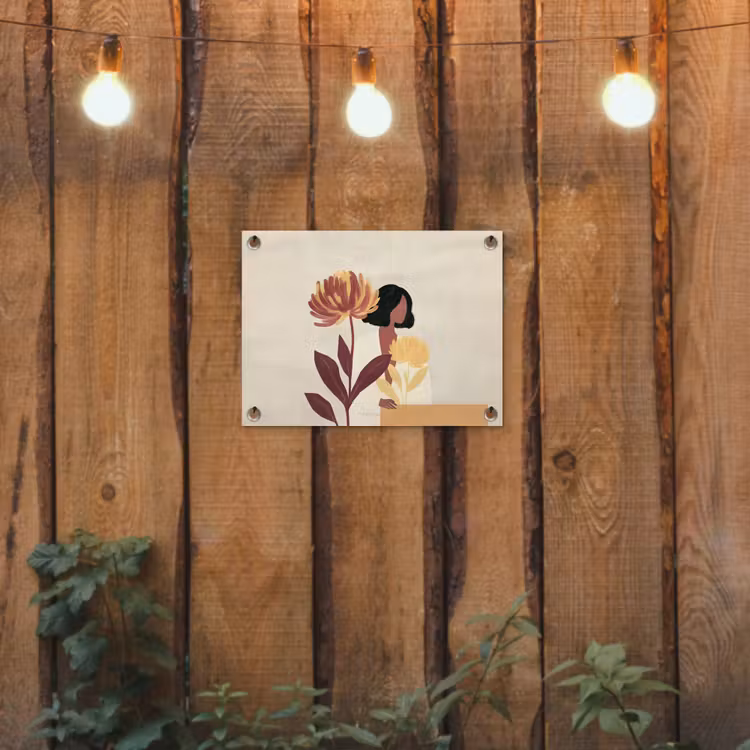 Vrouw - Minimalistisch - Bloem tuinposter los doek klein -sfeer1