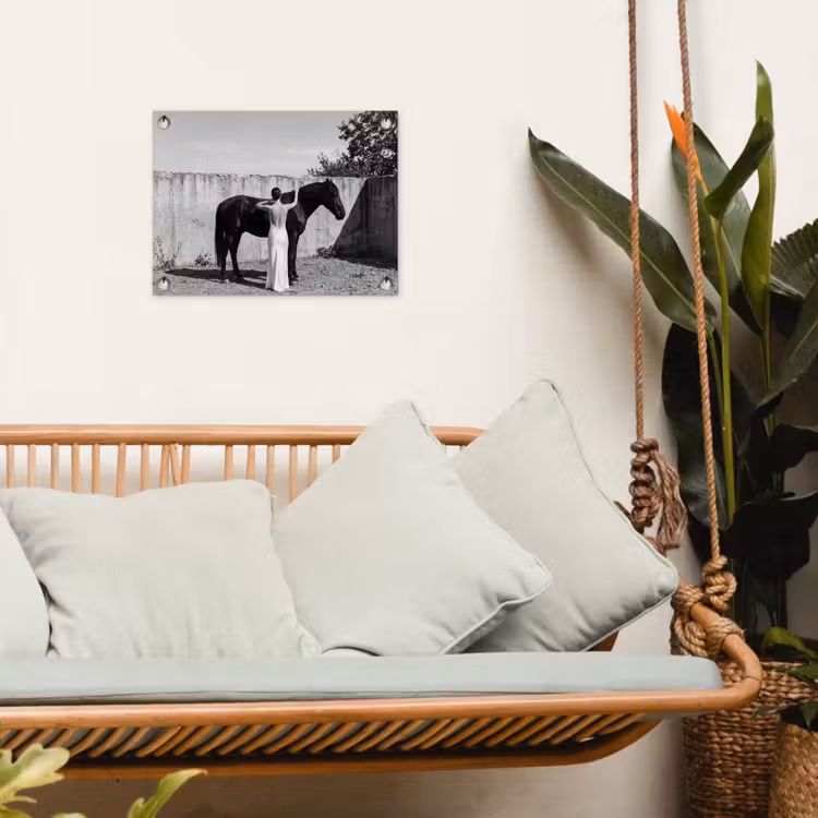 Vrouw - Paard - Artistiek tuinposter los doek klein -sfeer7