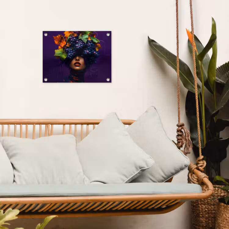 Vrouw - Paars - Druiven tuinposter los doek klein -sfeer7