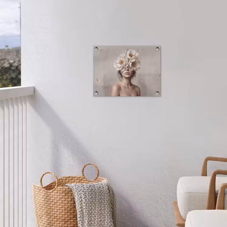 Vrouw - Pioenroos - Wit tuinposter los doek klein -sfeer8