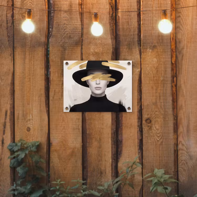Vrouw - Portret - Modern - Goud - Kunst tuinposter los doek klein -sfeer1