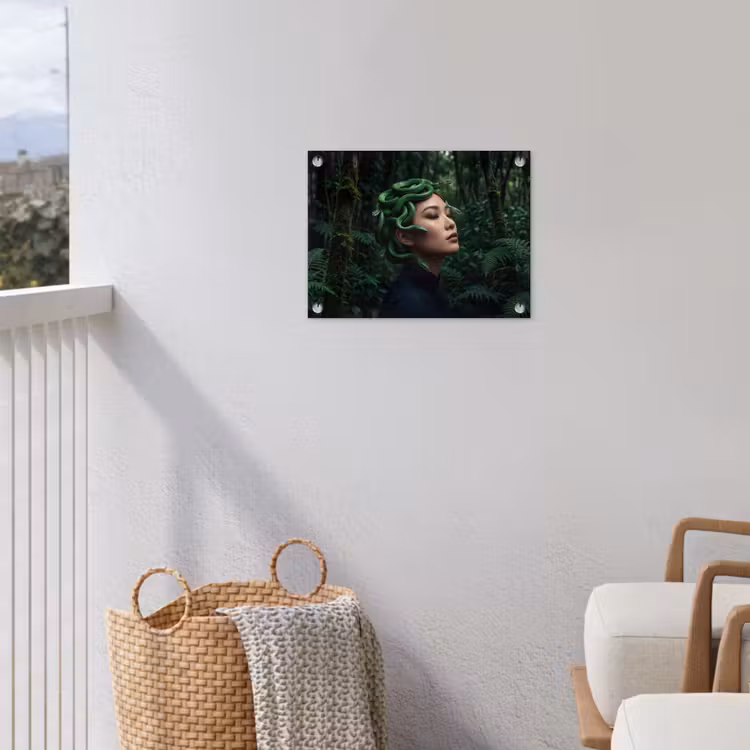 Vrouw - Slang - Natuur - Mystiek - Groen tuinposter los doek klein -sfeer8