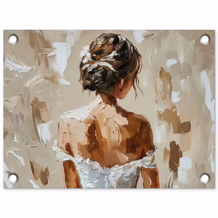 Vrouw - Verf - Abstract - Beige - Modern tuinposter los doek klein -3d