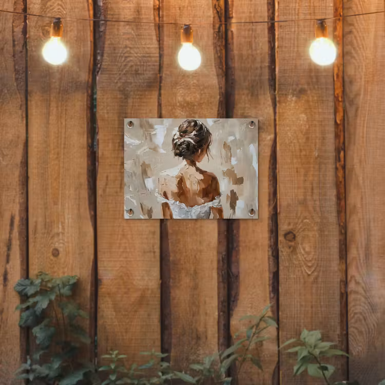 Vrouw - Verf - Abstract - Beige - Modern tuinposter los doek klein -sfeer1
