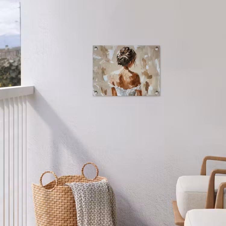 Vrouw - Verf - Abstract - Beige - Modern tuinposter los doek klein -sfeer8