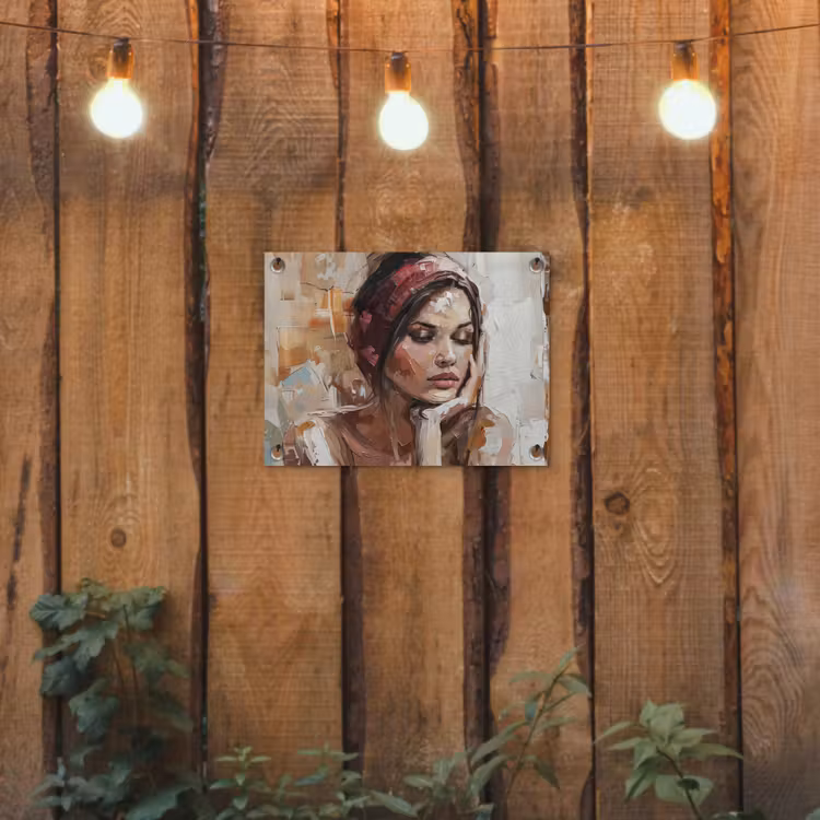 Vrouw - Verflook - Portret - Modern tuinposter los doek klein -sfeer1