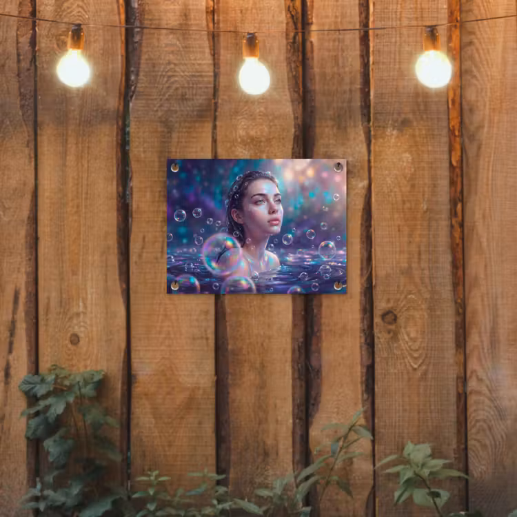 Vrouw - Water - Portret - Kleurrijk - Modern tuinposter los doek klein -sfeer1