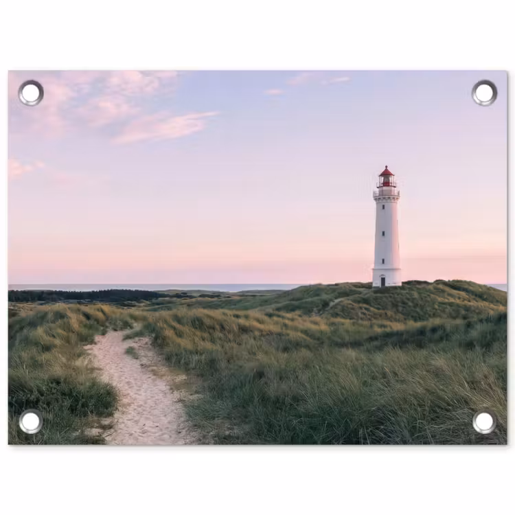 Vuurtoren - Duinlandschap - Zee tuinposter los doek klein -3d