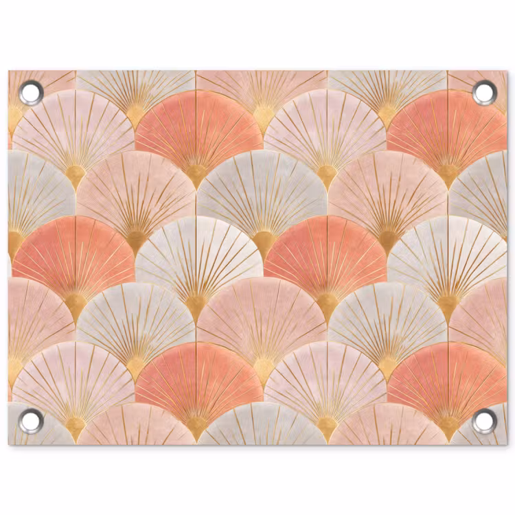 Waaiers - Goud - Roze tuinposter los doek klein 239 -3d