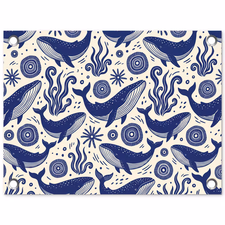 Walvis - Onderwater - Dieren - Abstract - Blauw tuinposter los doek klein -3d