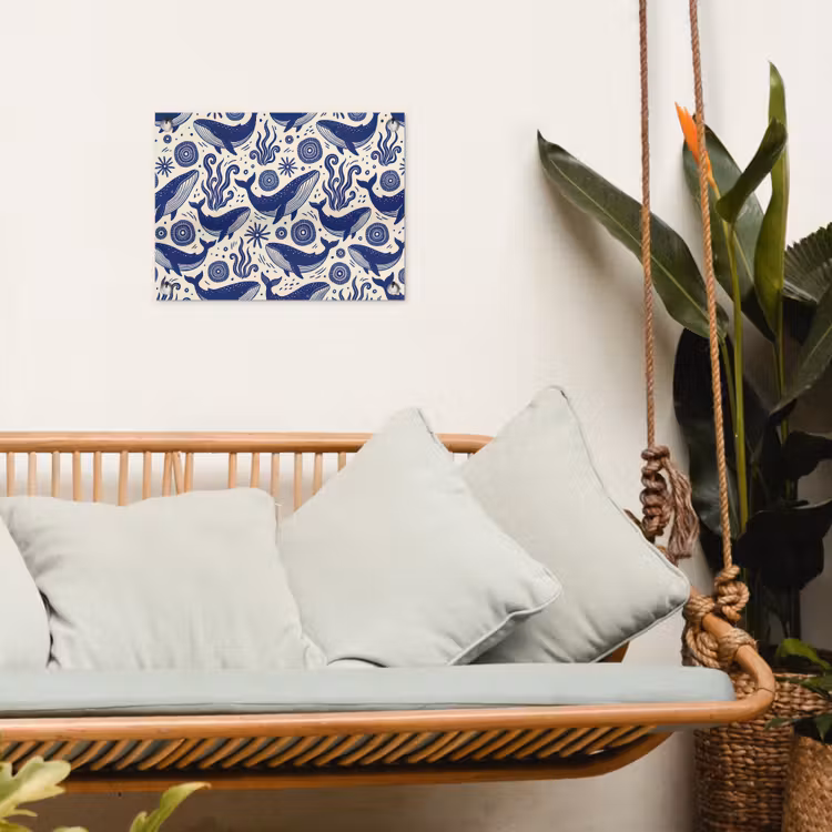 Walvis - Onderwater - Dieren - Abstract - Blauw tuinposter los doek klein -sfeer7